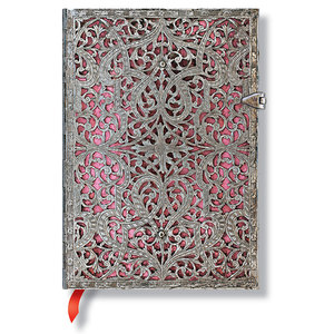 Lined Midi Paperblanks Blush Pink Silver Filigree Journal - 1