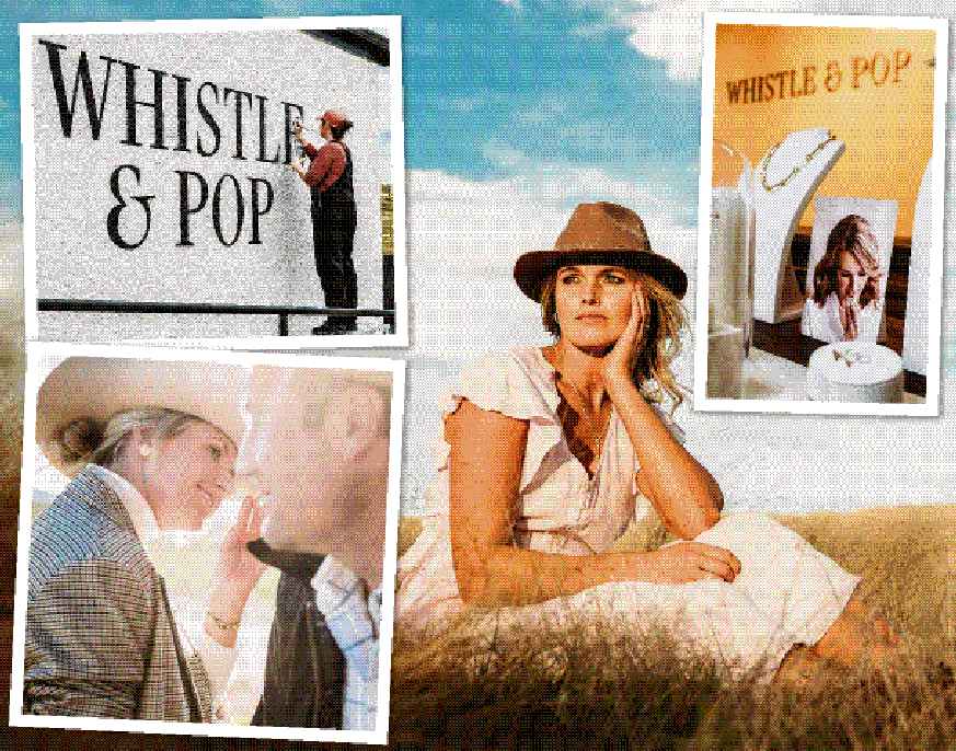 Dana Johnston (top left) adds the lettering to the new home of Whistle & Pop in Kurow; Bex Hayman...