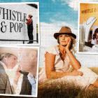 Dana Johnston (top left) adds the lettering to the new home of Whistle &amp; Pop in Kurow; Bex...