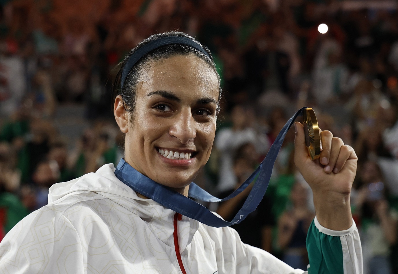 Algeria's Imane Khelif poses with her gold medal. Photo: Reuters