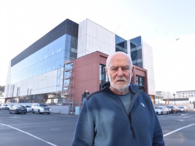 Pete Hodgson outside the new Dunedin hospital. PHOTO: ODT FILES