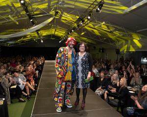 Supreme WoolOn award winner Allison MacKay, of Masterton, with her creation, 'Mr Fungi', modelled...