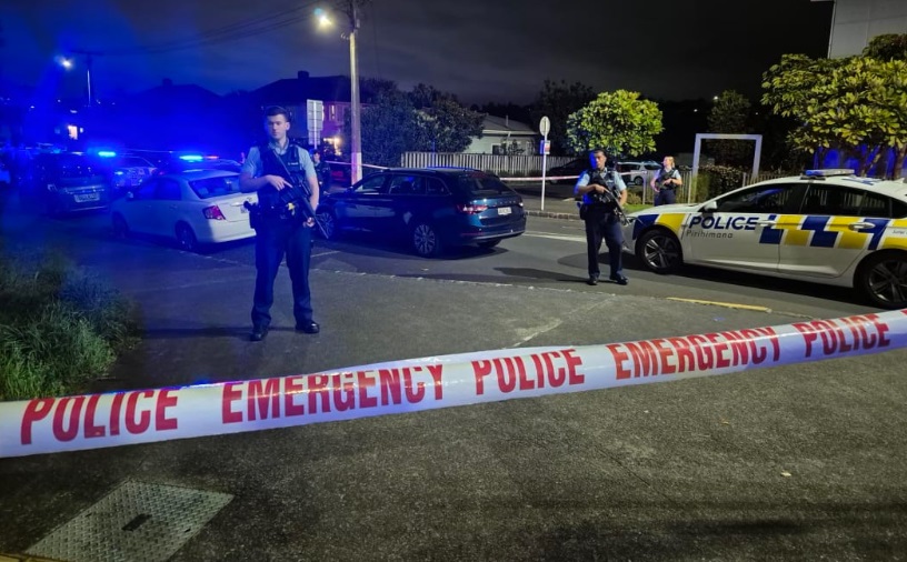 Police at the scene in Grey Lynn. Photo: RNZ