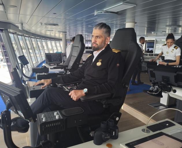 Captain Paolo on the Bridge. PHOTO: MIKE YARDLEY.