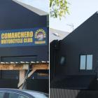 The Comancheros motorcycle gang headquarters in Christchurch, before and after its signage was...