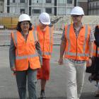 Health Minister Ayesha Verrall is shown around the new Dunedin hospital site by colleagues Rachel...