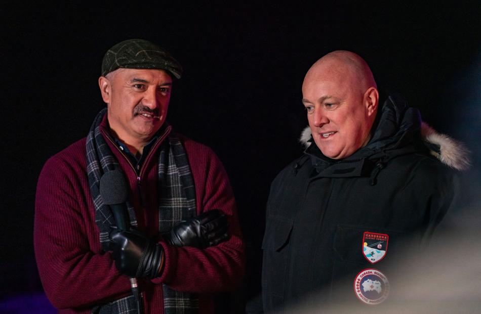 Television presenter Mātai Smith chats with Prime Minister Christopher Luxon. Photos: Richie Mills