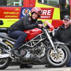 Portobello Volunteer Fire Brigade Station Officer Morgan Meyers on the 1000cc Ducati and Station...