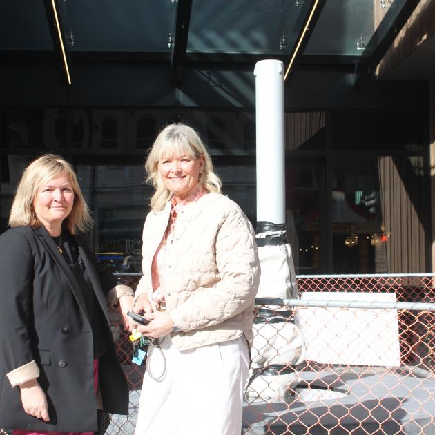 Invercargill Public Art Trail trustees Sarah Hannan (left) and Joc O’Donnell next to where the...