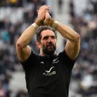 Sam Whitelock acknowledges the crowd after the Bledisloe Cup test at Forsyth Barr Stadium last...