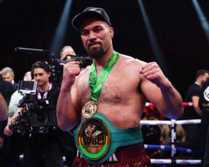 Joseph Parker celebrates victory over Deontay Wilder in Saudi Arabia. Photo: Getty Images.