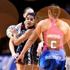 The Tactix' Kimiora Poi (C) looks for options during an ANZ Championship match against the Steel...