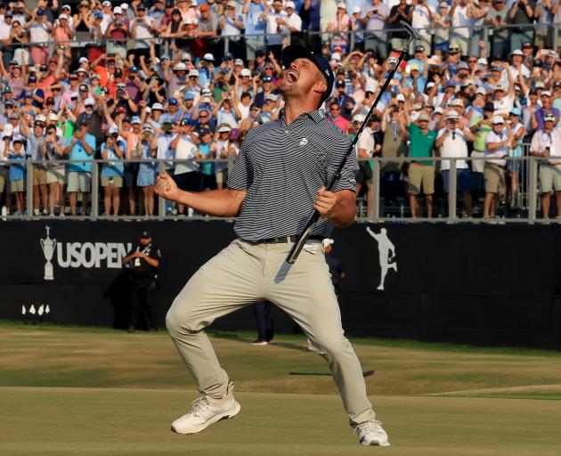 Bryson DeChambeau celebrates his US Open win at Pinehurst after an epic final day. Photo: Getty...