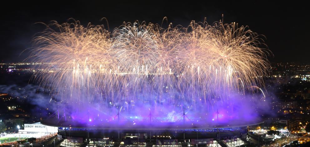 Spectacular fireworks were let off as French singer-songwriter Yseult performed “My Way” during...