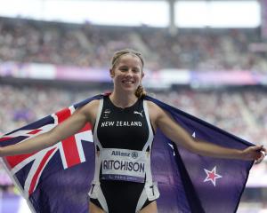 Danielle Aitchison celebrates winning silver at Stade de France. Photo: Ulrik Pedersen/NurPhoto...