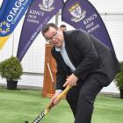 King’s High School old boy and Sport and Recreation Minister Grant Robertson shoots the first...