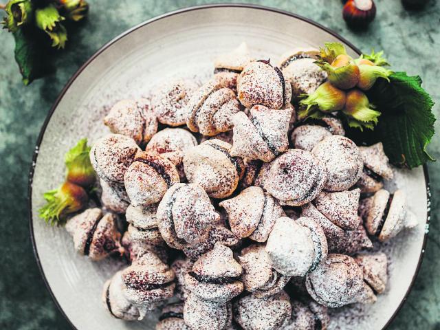 Chocolate hazelnut meringues. Photo: Emma Willetts