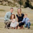 On the family farm ... Emma Crutchley and husband Kyle Hagen with the couple’s two children,...