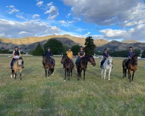 At the Hāwea Domain are newly-formed Upper Clutha (Adults) Riding Club members (from left) Joanna...