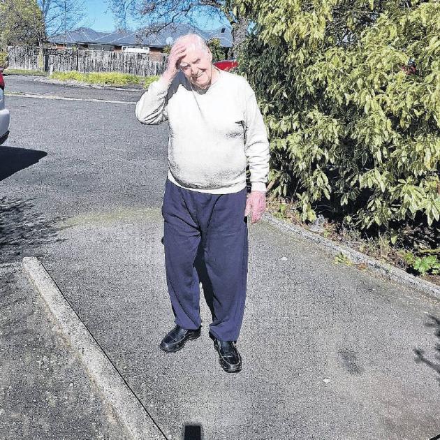 Bluey Duncan standing in the Amberley resthome car park where his Mazda Demio was when it was...