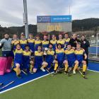 The Taieri Tuataras celebrate their victory in the Otago premier men’s hockey final at the...