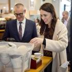 Prime Minister Jacinda Ardern and Dunedin MP Dr David Clark stop for refreshments at Otago...