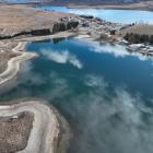 Lake Camp in early August when its level was down to an estimated 3.61m. Photo: Supplied 