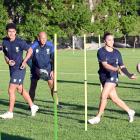 Otago Boys’ player Sonatane Tavake (left) and Southland Girls’ player Sualo Lofoga train with...