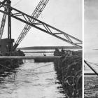 Crane barges are prepared to lift scuppered German WW1 naval vessels from the seabed of Scapa...