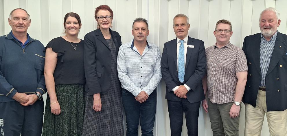 Mosgiel-Taieri Community Board members in 2023 (from left) Brian Peat, Kathryn Anderson, Cherry...