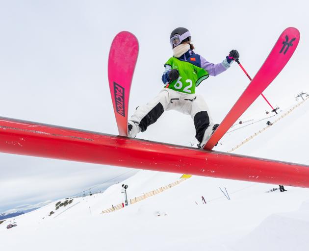 Chinese skier Ruyi Yang in action in the women’s freeski slopestyle at the Winter Games at...