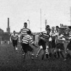 Otago Boys’ High School away with the ball against Christ’s College, of Christchurch. Christ’s...