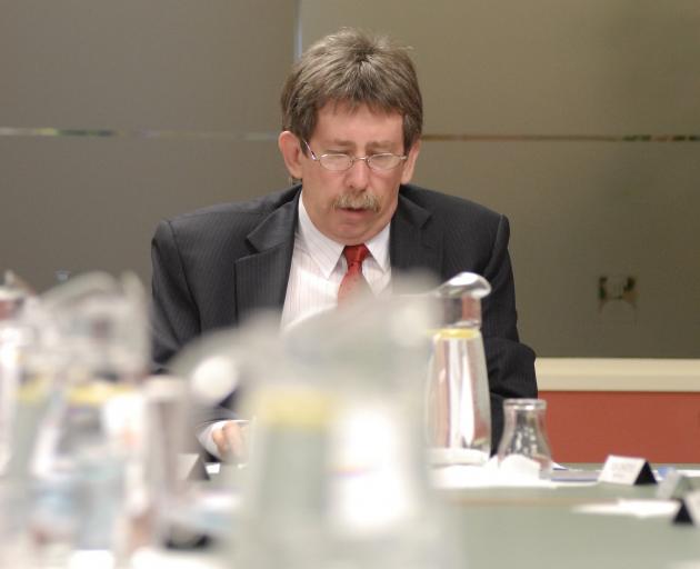 Richard Thomson works his way through an Otago District Health Board meeting in 2008. Photo:...