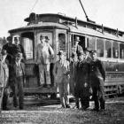 The first electric tram to climb the new Opoho tram line on a test run. — Otago Witness, 9.9.1924