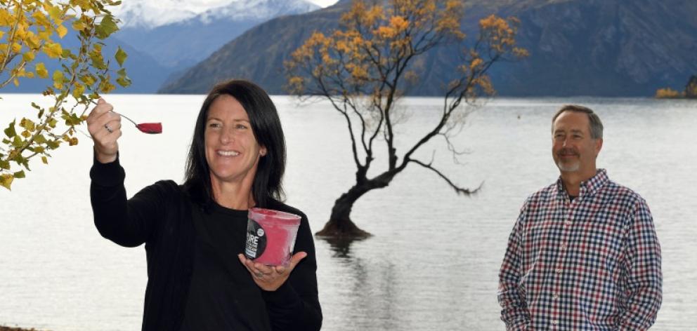 Anna Howard holds the award winning ice cream while Brian Thomas looks on. Photo: Stephen Jaquiery