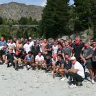 The Sydney-based Wests Tigers by the Shotover River yesterday before a spin on the Shotover Jet....