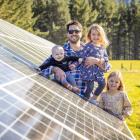 Golden Bay dairy and solar farmer Hamish Hills at the family’s 3000-panel solar farm with 1-year...