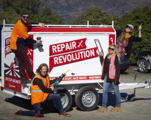 Readying the Wastebusters repair revolution trailer. PHOTO: GINA DEMPSTER