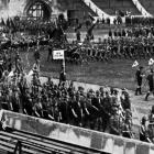 The contingent of Scouts from New Zealand enters Wembley Stadium, London for the Boy Scouts’...