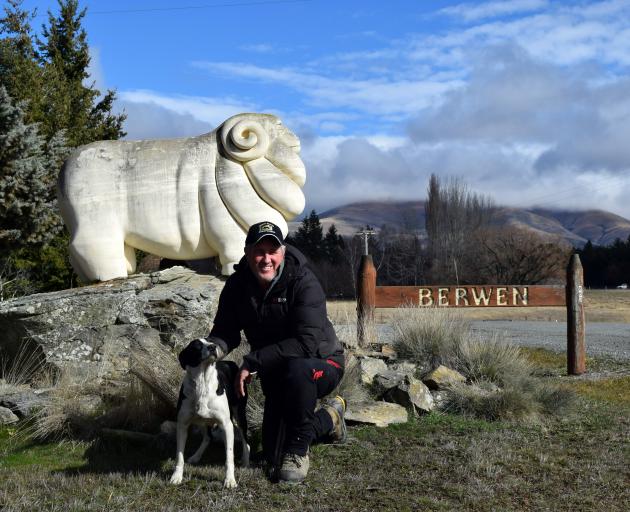 New Zealand transtasman team members Scott Hunter and heading dog Lucy on Berwen Station in...