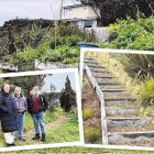 Enjoying the improved access to the hillside and gardens at Araiteuru Marae are (from left)...