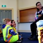 Author Swapna Haddow, of Dunedin, reads her latest book to children from Port Chalmers School....