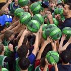 NBA star Steven Adams signs autographs during a Community Camp at the Edgar Centre yesterday....