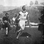 J.R. Tapp wins a one mile handicap at Carisbrook, Dunedin, raced during the interval of a rugby...