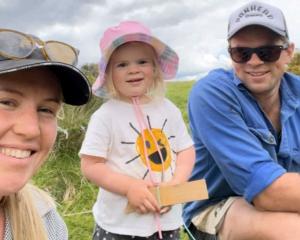 Southland farmers Alexis and Nick Wadworth with their daughter Addison (3). PHOTO: SUPPLIED

