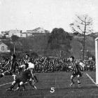 Otago v Chinese Universities football match at Carisbrook: An anxious moment at China's goal,...