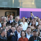 Newshub staff pose for a final photo ahead of tonight's final 6pm bulletin. Photo: RNZ