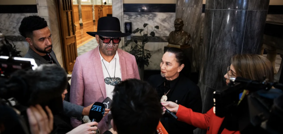 Te Pāti Māori co-leaders Rawiri Waititi and Debbie Ngarewa-Packer. Photo: RNZ 