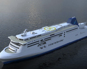 A digital image of a new Interislander ferry that was to be built by Hyundai Mipo Dockyard. Photo...