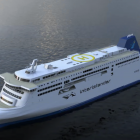 A digital image of a new Interislander ferry that was to be built by Hyundai Mipo Dockyard. Photo...